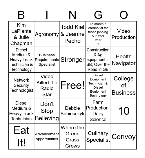 New Program Bingo Card