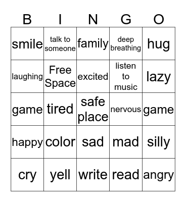 Feelings Bingo Card