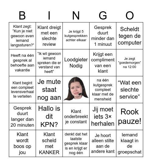Callcenter B I N G O Bingo Card