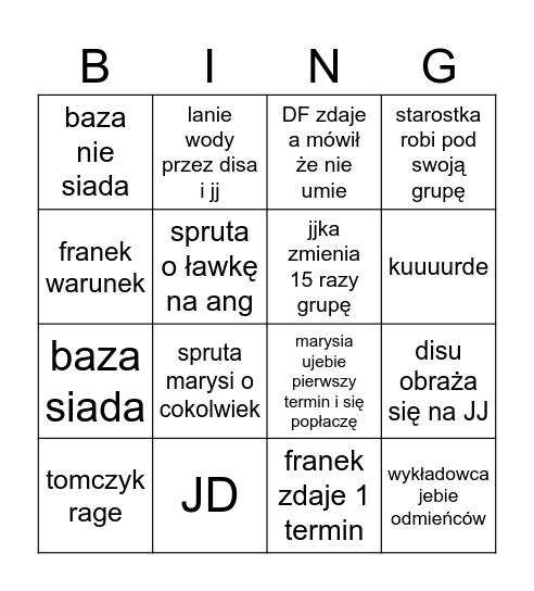 BINGO FIZJO 3 ROK Bingo Card