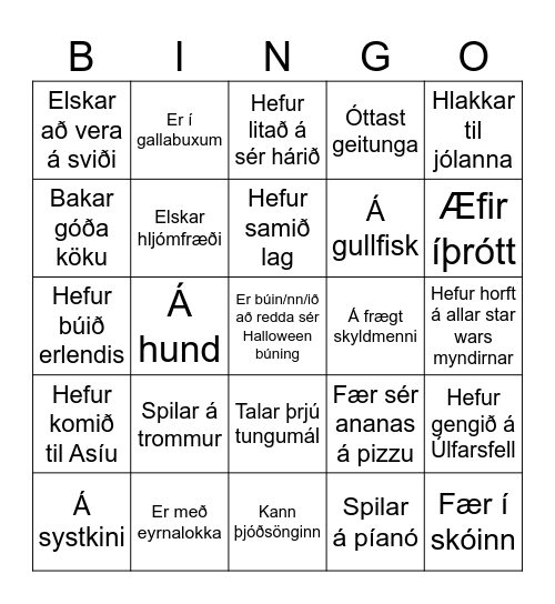 KYNNUMST FYRIR ÚTSKRIFT Bingo Card