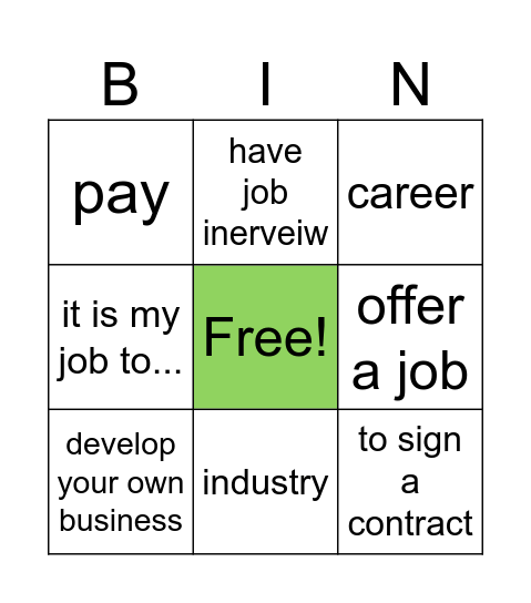 Job Bingo Card