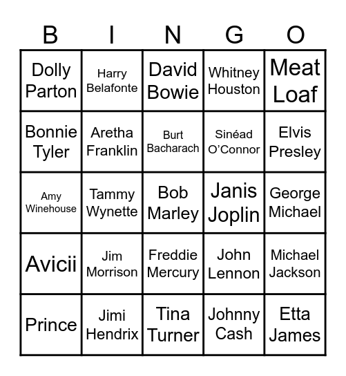 🪦 R.I.P Bingo 🪦 Bingo Card