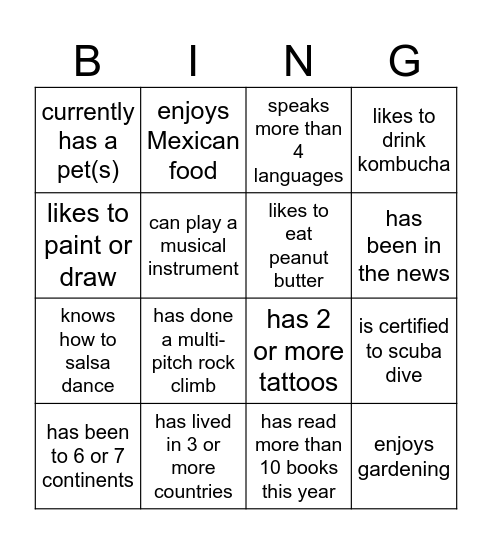 Someone who... Bingo Card