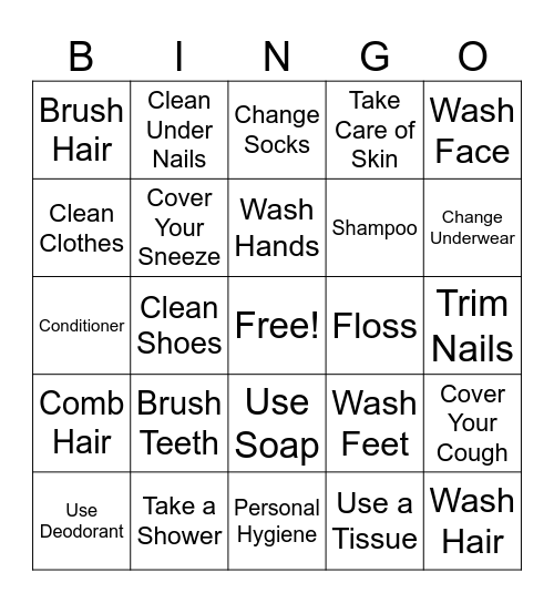 Hygiene Bingo Card