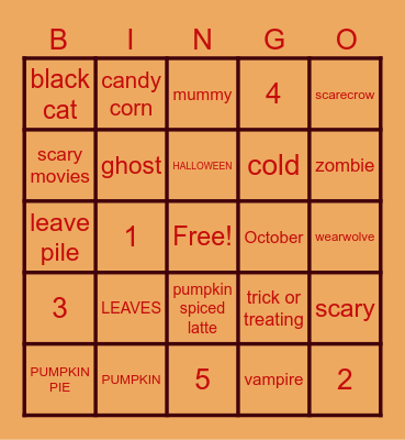 FALL STUFF Bingo Card