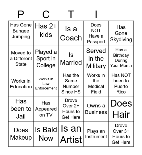 Find Someone Who ... Bingo Card