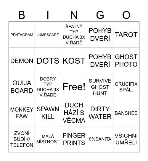 PHASMA CZ Bingo Card