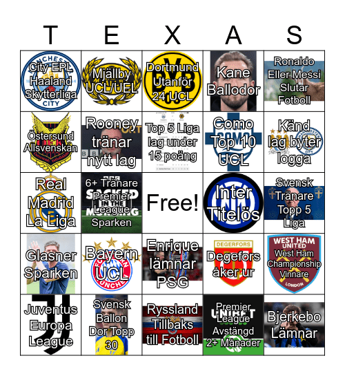 Texas Bingo Card