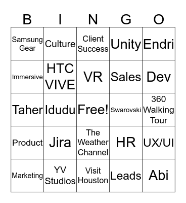 YouVisit Bingo: Round 1 Bingo Card