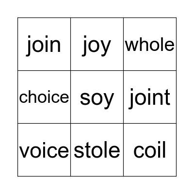 O, OY, OI BINGO Card