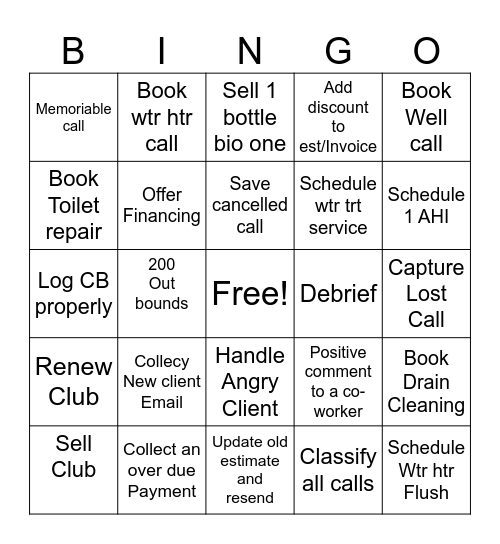 Plumb Lucky Bingo Card