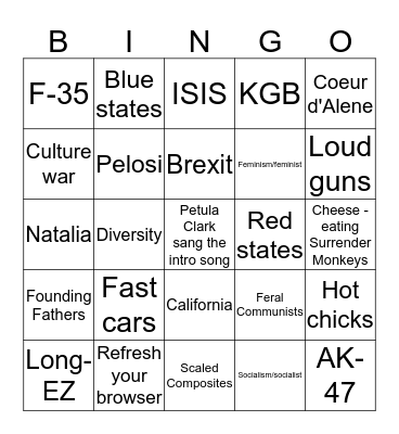 Stratosphere Lounge Bingo Card