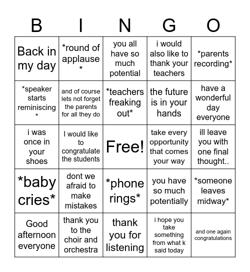 Prize day bingo! Bingo Card