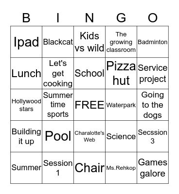 Breanna Bingo Card