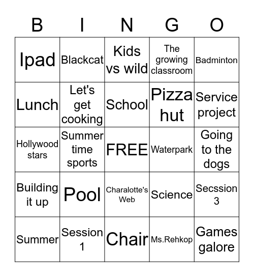 Breanna Bingo Card