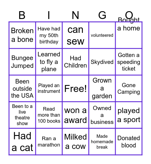 Life Bingo! Bingo Card