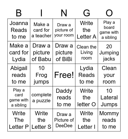 Bingo 6 Bingo Card