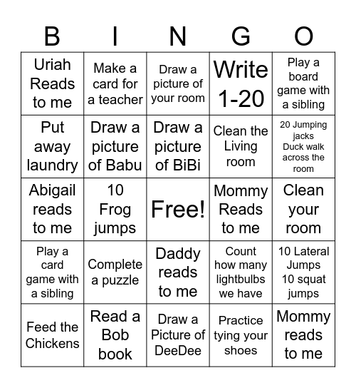 Bingo 6 Bingo Card