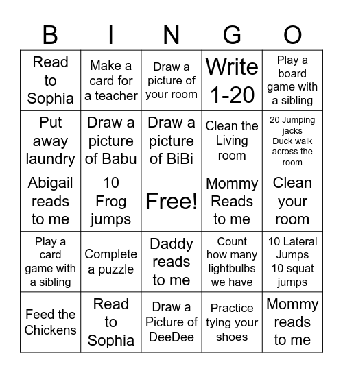 Bingo 6 Bingo Card