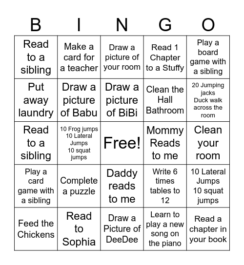 Bingo 6 Bingo Card