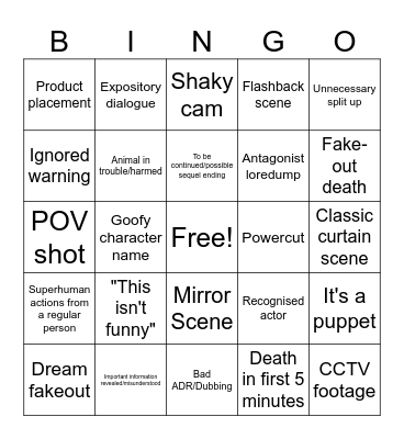 Horror bingo Card
