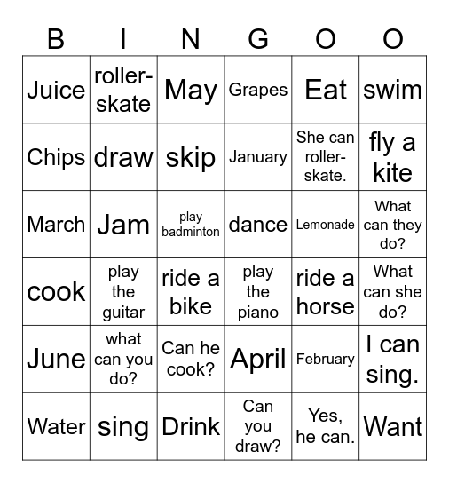 G4_Unit 4+5 Bingo Card