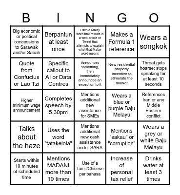 Budget 2027 Bingo Card! Bingo Card