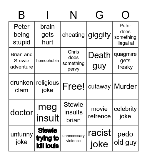 FAMILYz GUYu Bingo Card