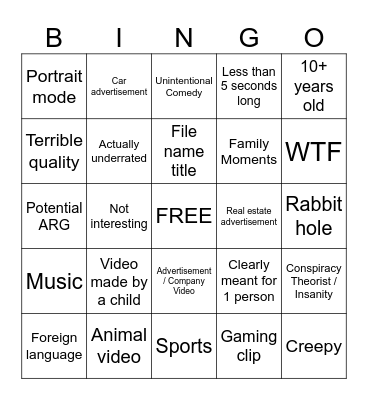 Petit-Tube Bingo II Bingo Card