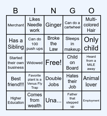 Human Bingo Card