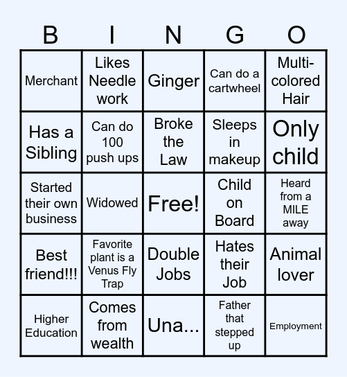 Human Bingo Card