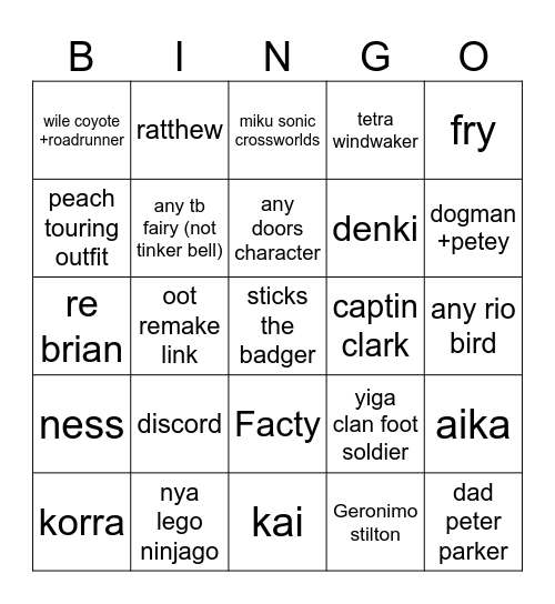 Ccnyc Cosplay Bingo Card