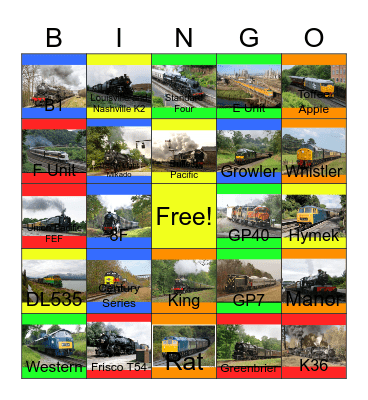 Railroads that I would like to work when the Commissary truck got delayed one day Bingo Card