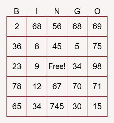Untitled Bingo Card