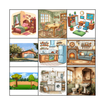 Les pièces de la maison Bingo Card