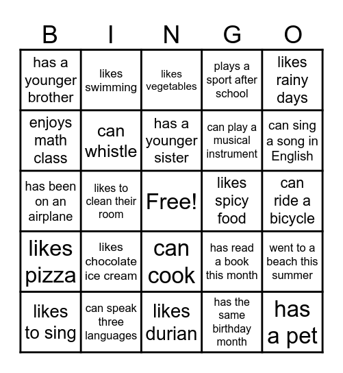 Find someone who... Bingo Card