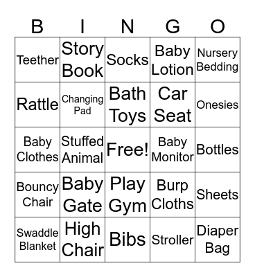 Baby Bingo! Bingo Card