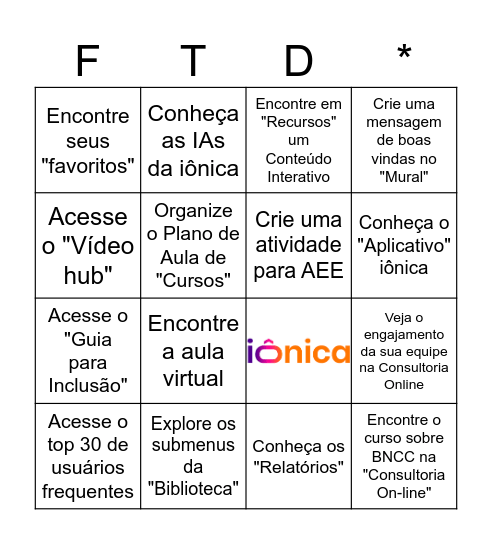 Navegação iônica - EI Bingo Card