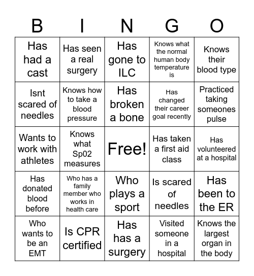 HOSA Bingo Card