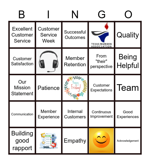 Customer Service Week Bingo Card