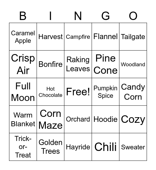 Fall BINGO Card
