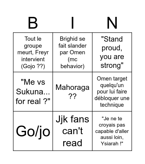 Ile Vagabonde Incident Bingo Card