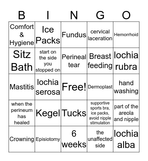Postpartum-2 Bingo Card