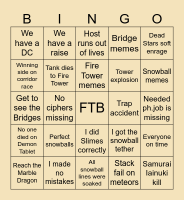 Dead Stars Prog Bingo Card