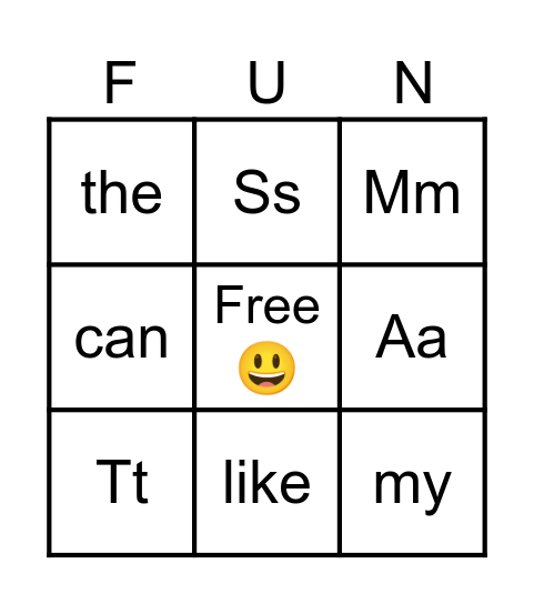 Friday Bingo Card