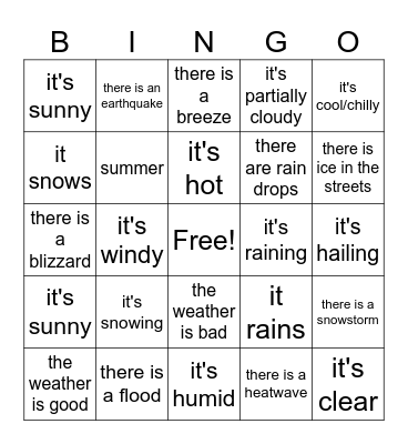 El Clima Bingo Card