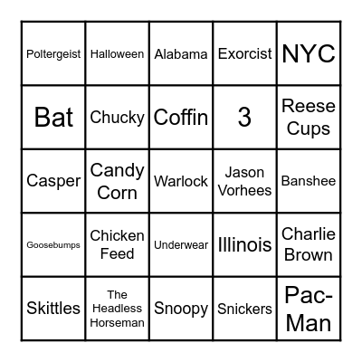 HALLOWEEN TOWN Bingo Card