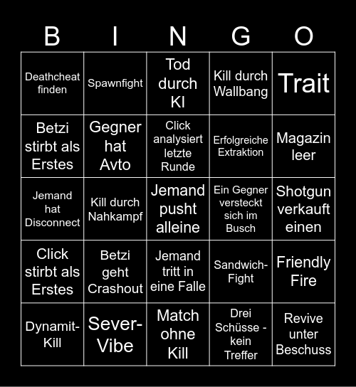 Hunt: Showdown 1896 Bingo Card