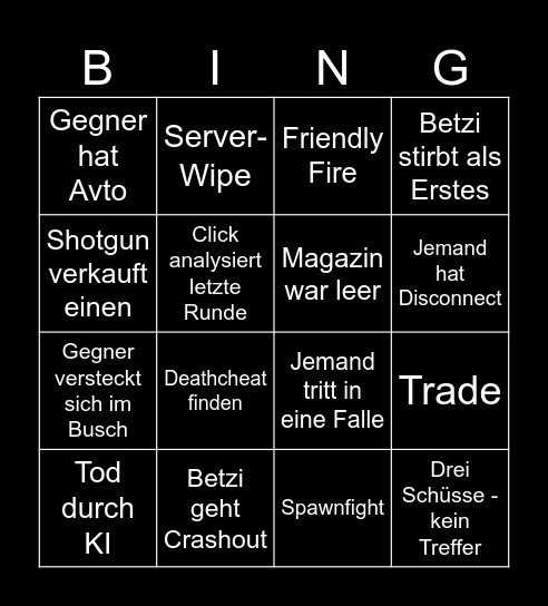 Hunt: Showdown 1896 Bingo Card